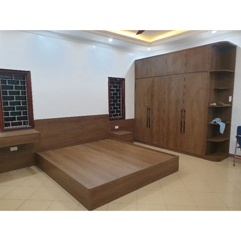 Bộ giường tủ gỗ MDF chống ẩm  thi công theo yêu cầu.