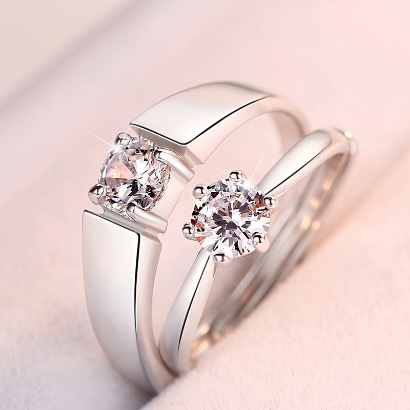 Nhẫn cưới nhẫn đôi nhẫn cặp nam nữ tình yêu lãng mạn thời trang hàn quốc - Shop Pucca