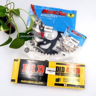 Combo sên vàng DID 9ly (428D) và nhông dĩa Recto cho xe Winner/Sonic