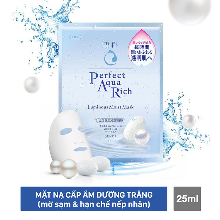 Mặt Nạ Cấp Ẩm Dưỡng Trắng Senka Perfect Aqua Rich Luminous Moist Mask (25ml)