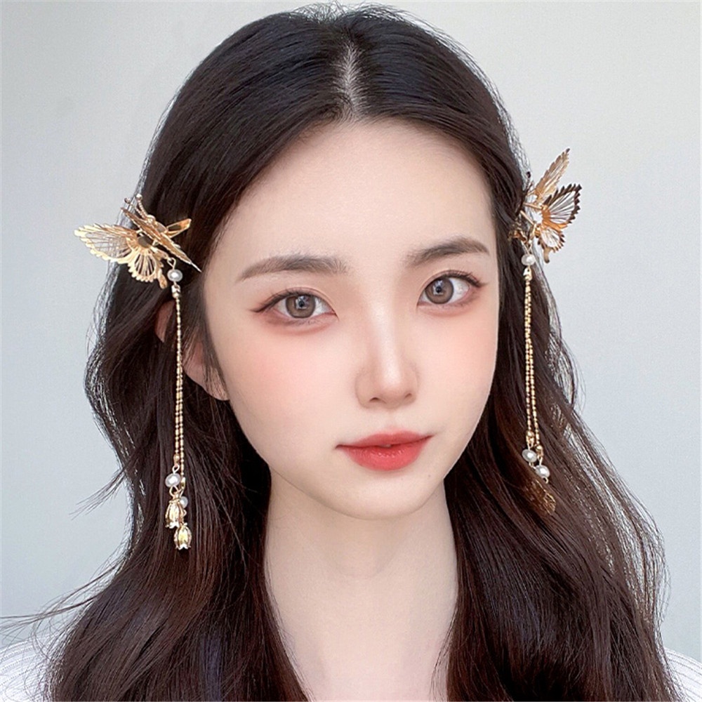 1 Kẹp Tóc Dạng Chuỗi Hạt Ngọc Trai Phối Tua Rua Thời Trang Cổ Điển Cho Nữ