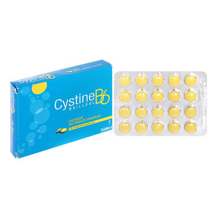 Cystine B6 ( L-Cystine) hỗ trợ rụng tóc và loạn dưỡng móng Hộp 1 vỉ /20 viên (Hàng Pháp Nhập khẩu chính hãng 100%)