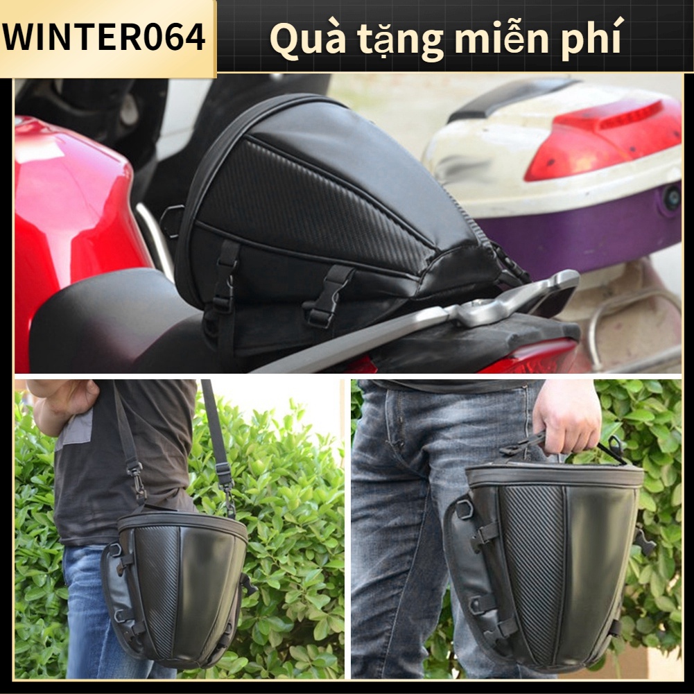 Túi đựng đồ đi xe máy Sợi carbon Phong cách Xe máy Túi đuôi Không thấm nước Ghế sau yên Winter064