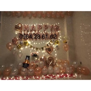 Sét bóng trang trí sinh nhật tone màu đặc biệt rose gold