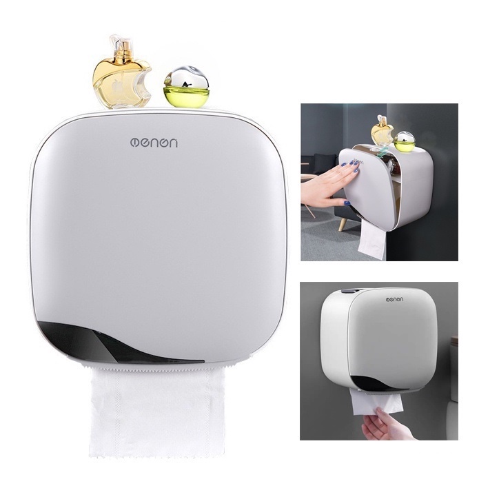 Hộp đựng giấy vệ sinh Oenon dán tường Chất liệu nhựa ABS cao cấp bền bỉ, chống nước 2 ngăn tiện lợi