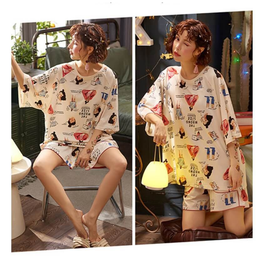 Đồ Bộ Mặc Nhà Bộ Đồ Ngủ In Hình Dễ Thương - Đồ Bộ Hè Nhiều Size Chất Thun Mềm Mại - BTTL102