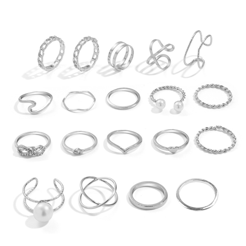 Set 19 Nhẫn Đeo Khớp Ngón Tay Màu Vàng / Bạc Phong Cách Bohemian Dành Cho Nữ Tuổi Teen