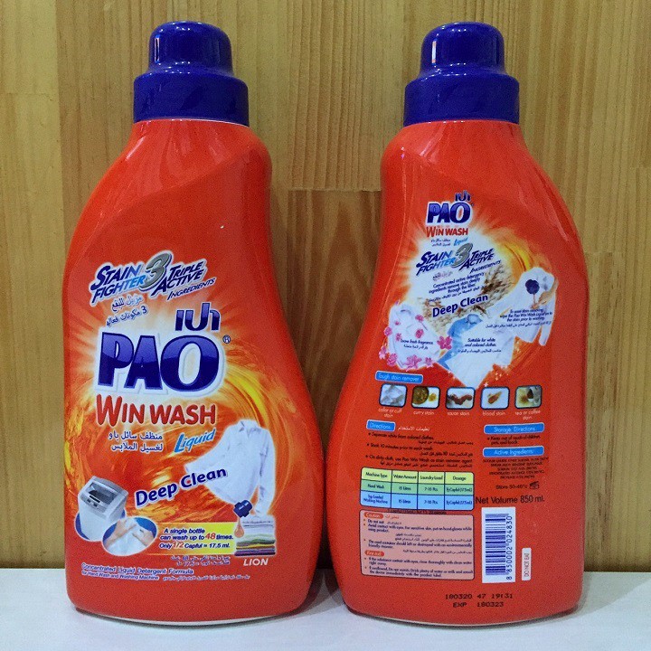 Nước giặt đậm đặc PAO 850ml Màu Cam Thái Lan