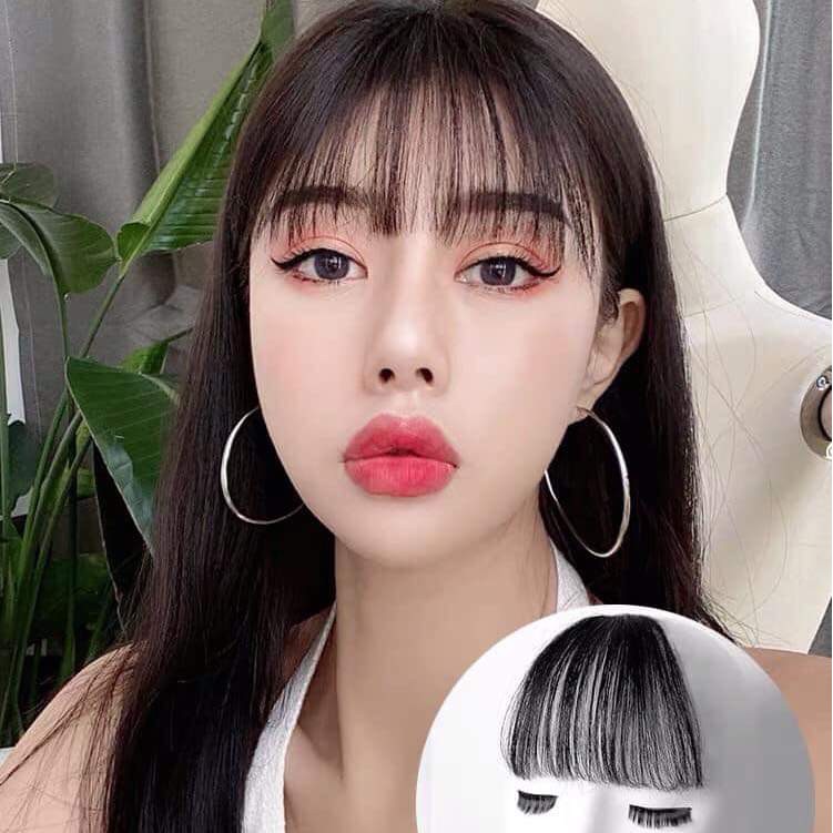 Tóc giả nữ mái thưa tóc thật, tóc mái giả ( tóc thật 100% )