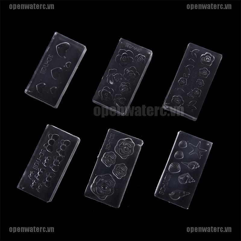 Bộ 6 Khuôn Silicone 3D Dùng Trang Trí Móng Tay DIY Tiện Dụng