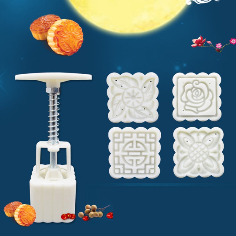 Set 4 Khuôn Nhấn Tay Làm Bánh Trung Thu