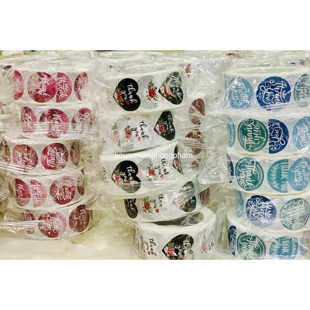 [Mẫu 16-&gt;40] Cuộn (500 tem) Sticker Thank You Dùng Để Trang Trí/ Quà Tặng/ Gói Hàng Tem Cám ơn - P2