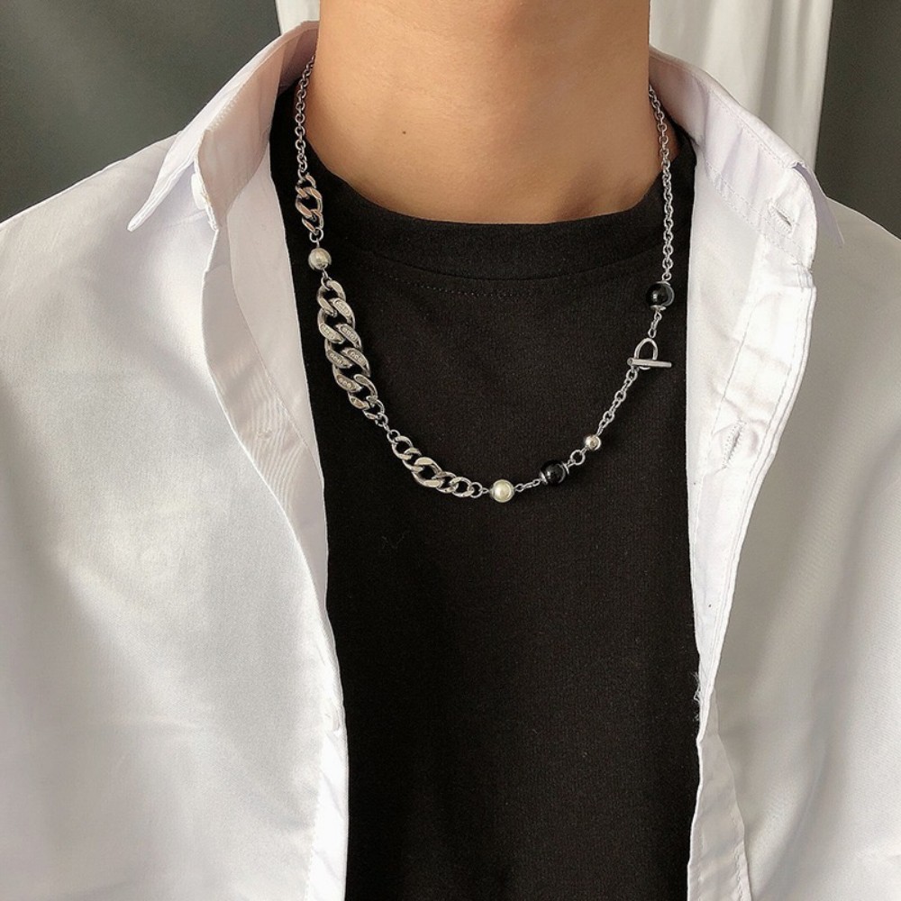 Dây Chuyền SAZ Chains Kuu Clothes Màu Bạc Phong Cách Hàn Quốc Ngầu - Mặt Vòng Cổ Đính Đá Chất Liệu Thép Titan Không Rỉ