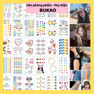 Z0002 2 Tấm Tattoo Màu Sắc Biểu Tượng Dễ Thương