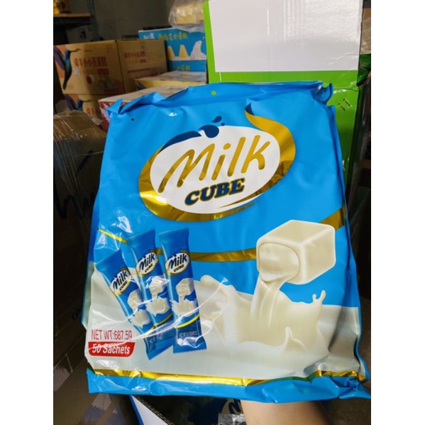 LẺ 1 THANH 5 VIÊN KẸO CHOCO CUBE / MILK CUBE - Lùn Con Food