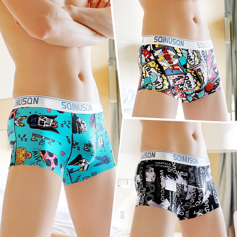 Set 4 quần lót boxer không đường may thoáng khí thời trang mùa hè cho nam