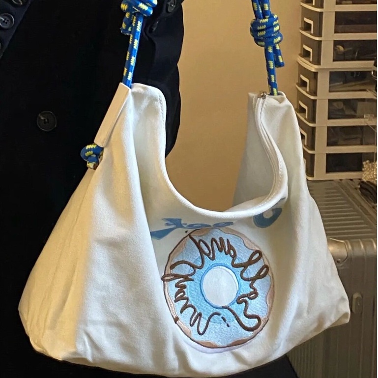 Túi Tote Đeo Vai Vải Canvas Thêu Họa Tiết Phong Cách Nhật Bản Thời Trang Cho Nữ