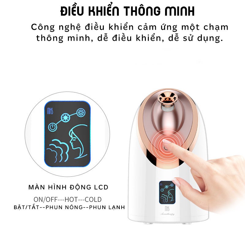 Máy Xông Hơi Mặt Nóng Lạnh Thông Minh Cao Cấp MKS-6 chế độ xông, công nghệ xông nano ion