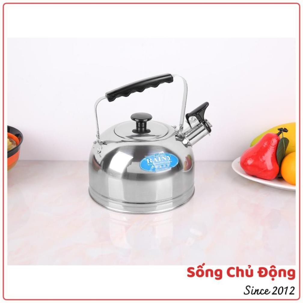 Ấm đun nước inox Rainy RN-LTT, bình đun inox có kèn báo nước sôi, dùng được bếp từ