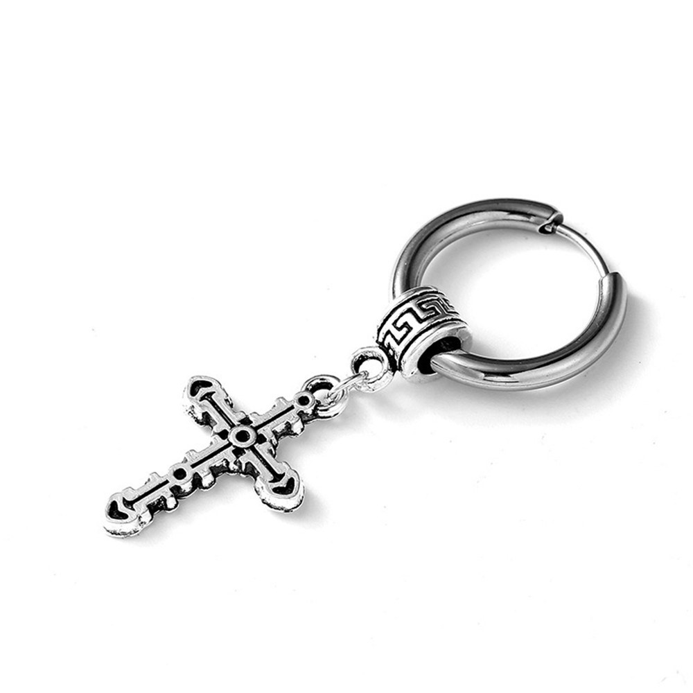 1 Bông Tai Tròn Bằng Thép Không Gỉ Phong Cách Gothic Hàn Quốc