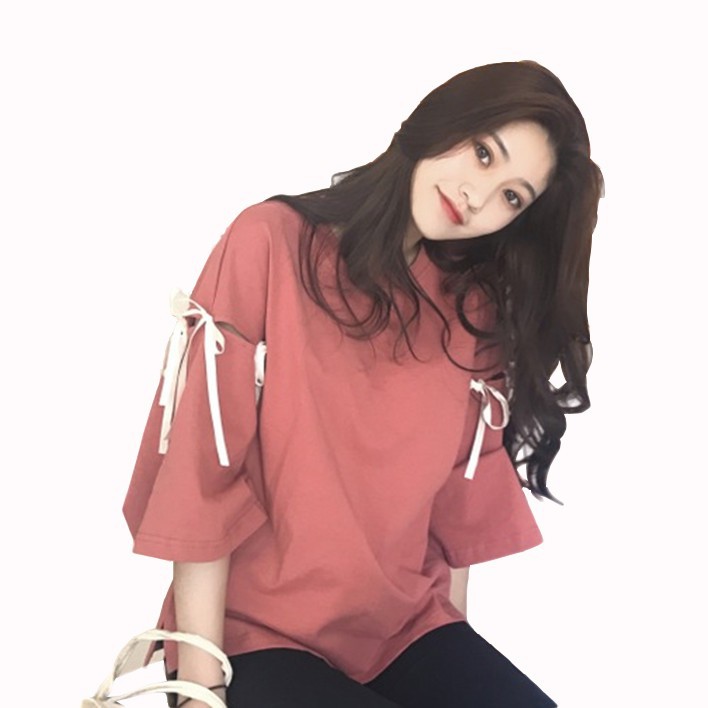 Áo tay loe phối dây thắt nơ kiểu dáng thời trang | BigBuy360 - bigbuy360.vn