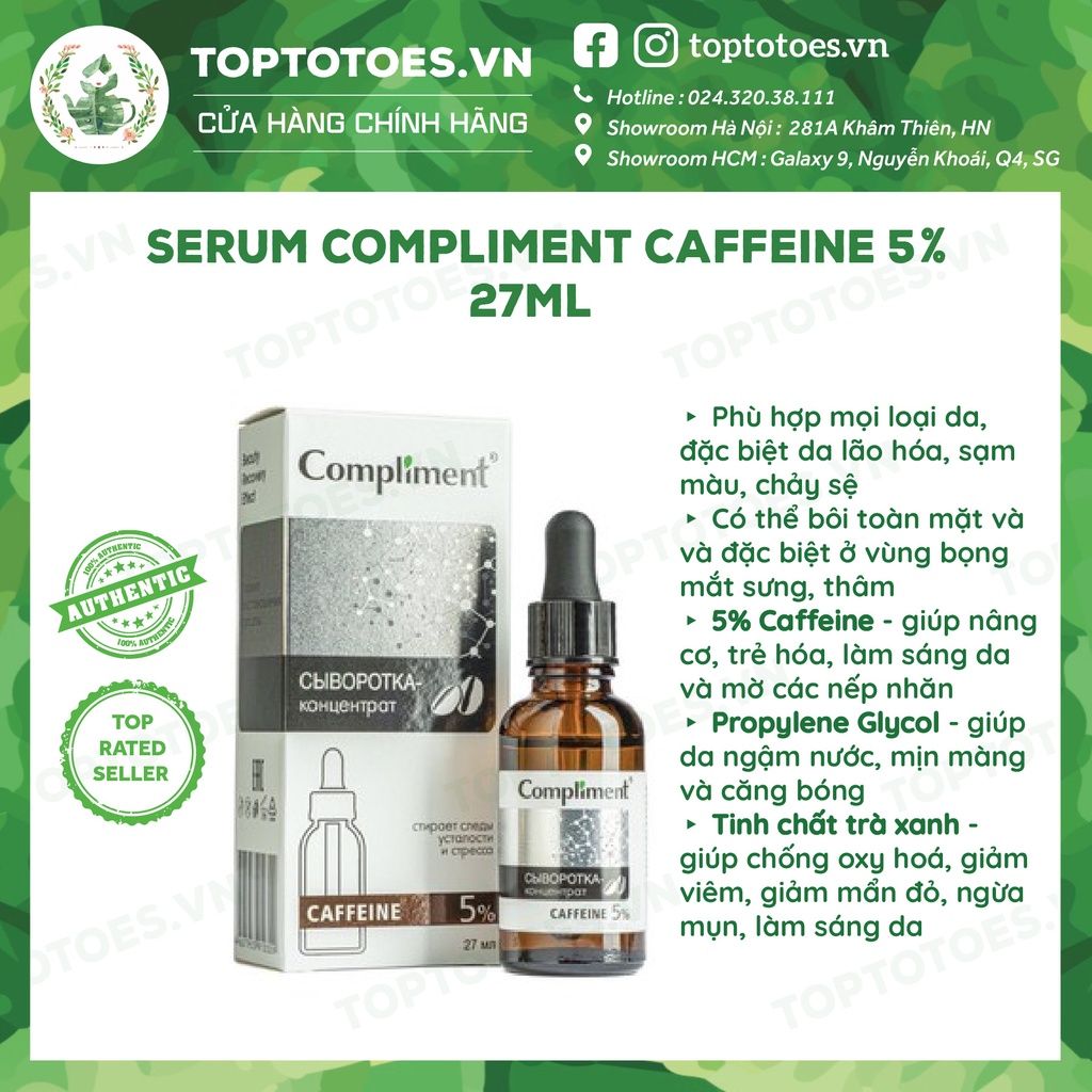 Serum Compliment 5% Caffeine giúp săn chắc, tái tạo và trẻ hóa da - 27ml