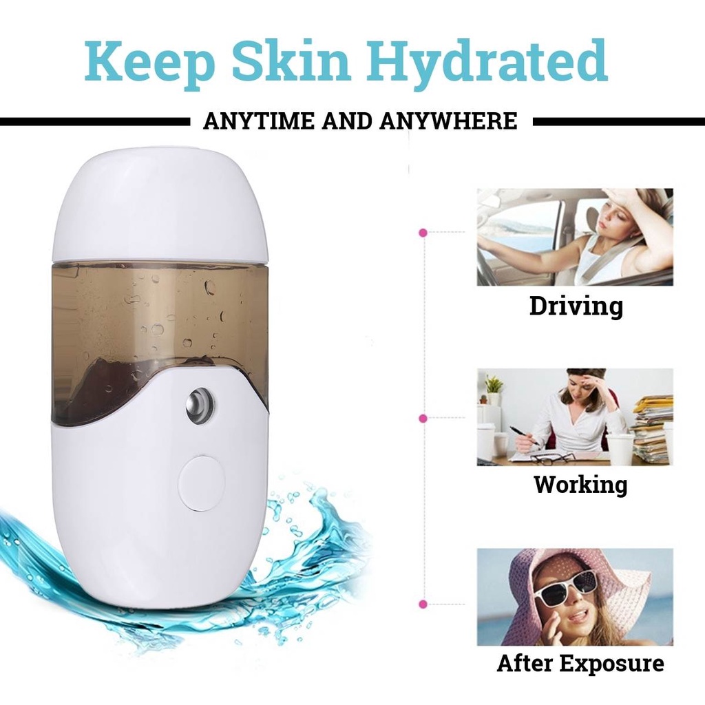 Máy Phun Sương Nano Mini 50ML Dưỡng Ẩm Cho Da Kèm Cáp Sạc USB Tiện Lợi