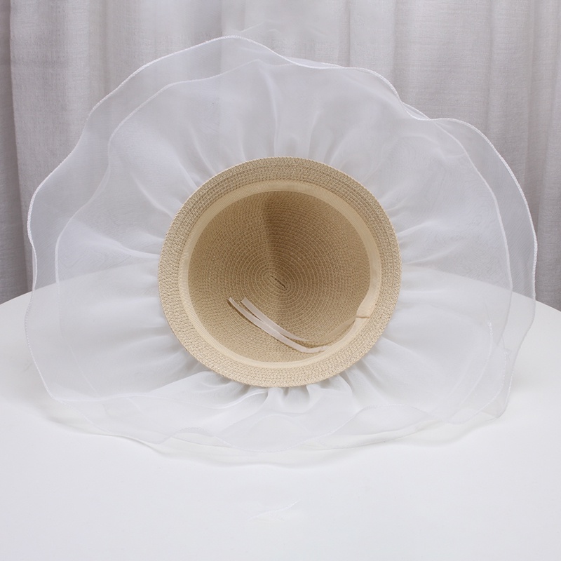 Nón Cói Rộng Vành Phối Ren Đính Ngọc Trai Thời Trang Cho Nữ