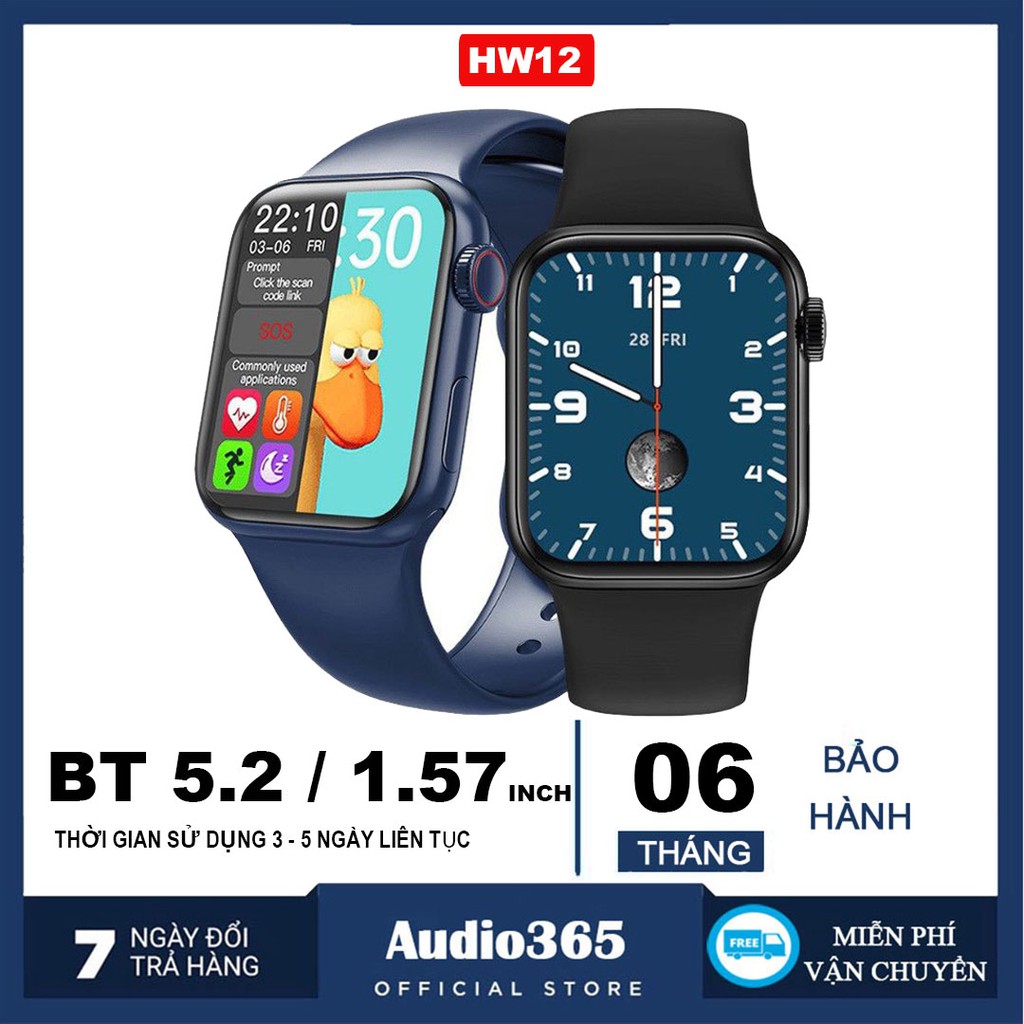 Đồng Hồ Thông Minh Smartwatch HW12 có Tiếng Việt, Nghe Gọi, Cảm Ứng Siêu Mượt, Màn hình tràn viền, có núm xoay