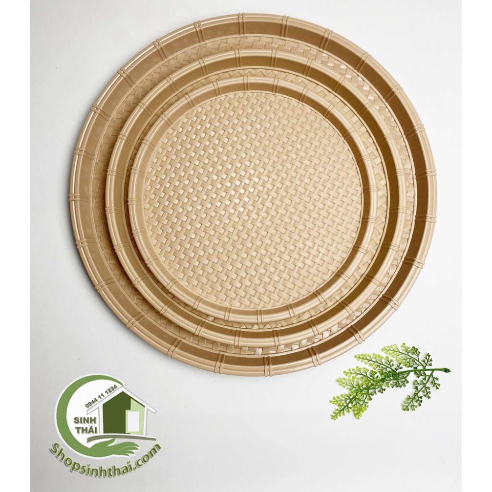 Mẹt nhựa giả mây đựng bún đậu - khay nhựa màu nâu - chọn kích thước