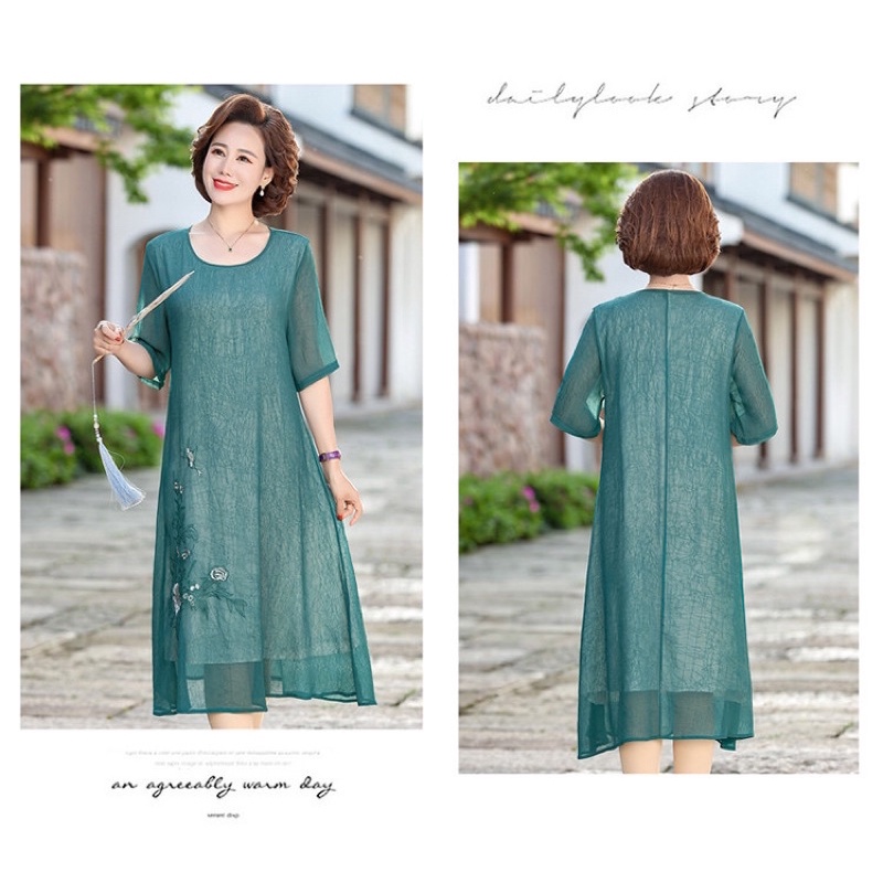 Đầm voan trung niên nữ cao cấp, màu sắc thanh lịch, trẻ trung NV0769