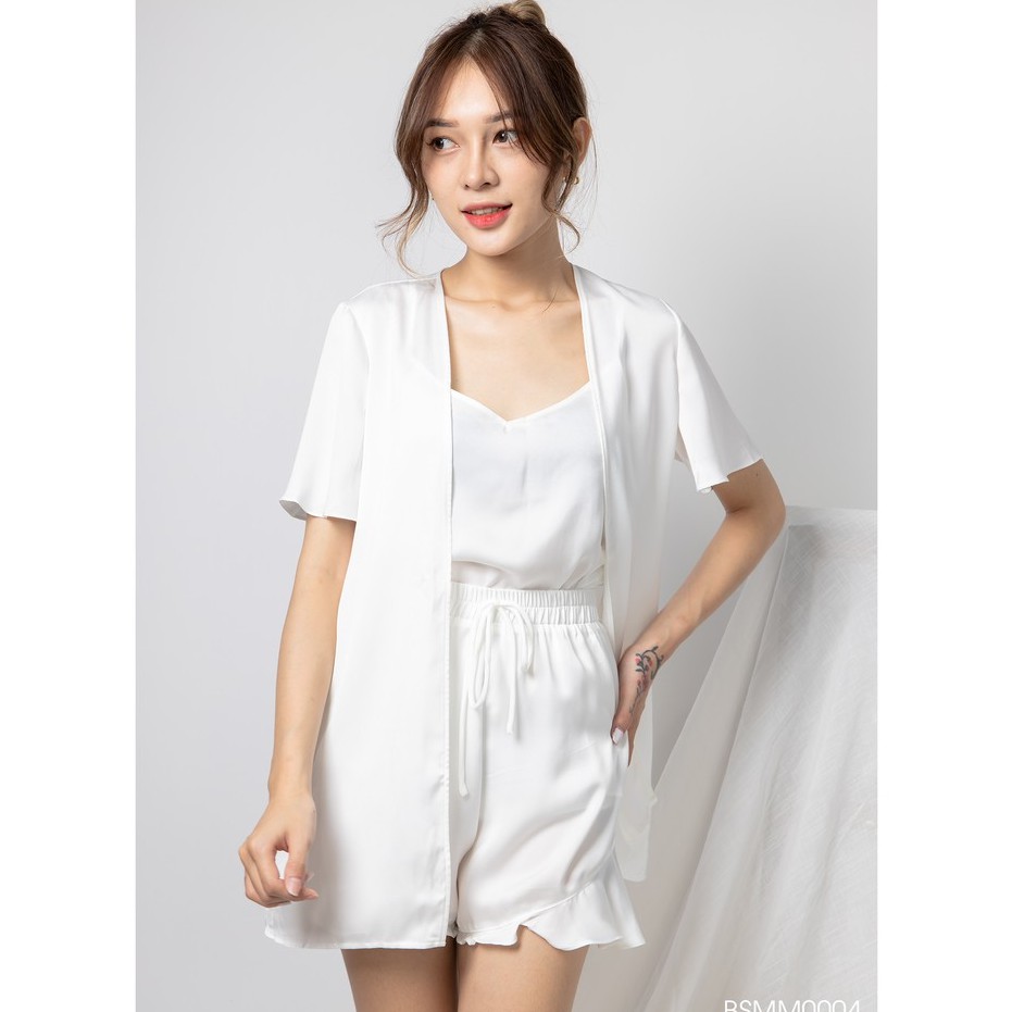 Bộ quần áo lụa 3 chi tiết mặc nhà Emspo có kèm áo choàng BSMM0004