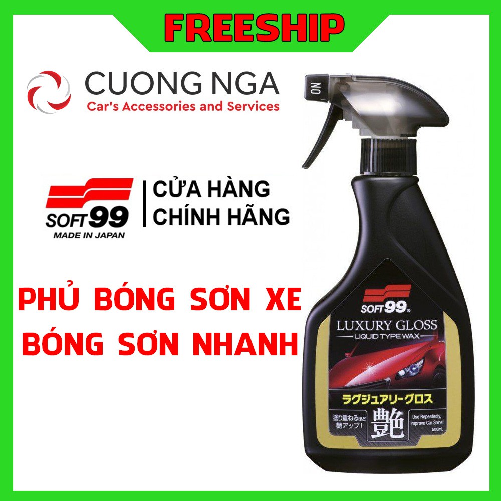 💘FREESHIP💘 Chai xịt phủ bóng sơn ô tô - bóng sơn xe hơi Luxury Gloss Soft99 500ml - hàng nhập