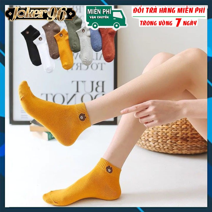 Combo 10 Đôi Tất Gấu Đủ Màu Tặng Túi Nam Nữ