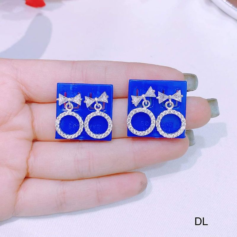 BÔNG TAI NƠ BẠC TA ĐÍNH ĐÁ NHỎ