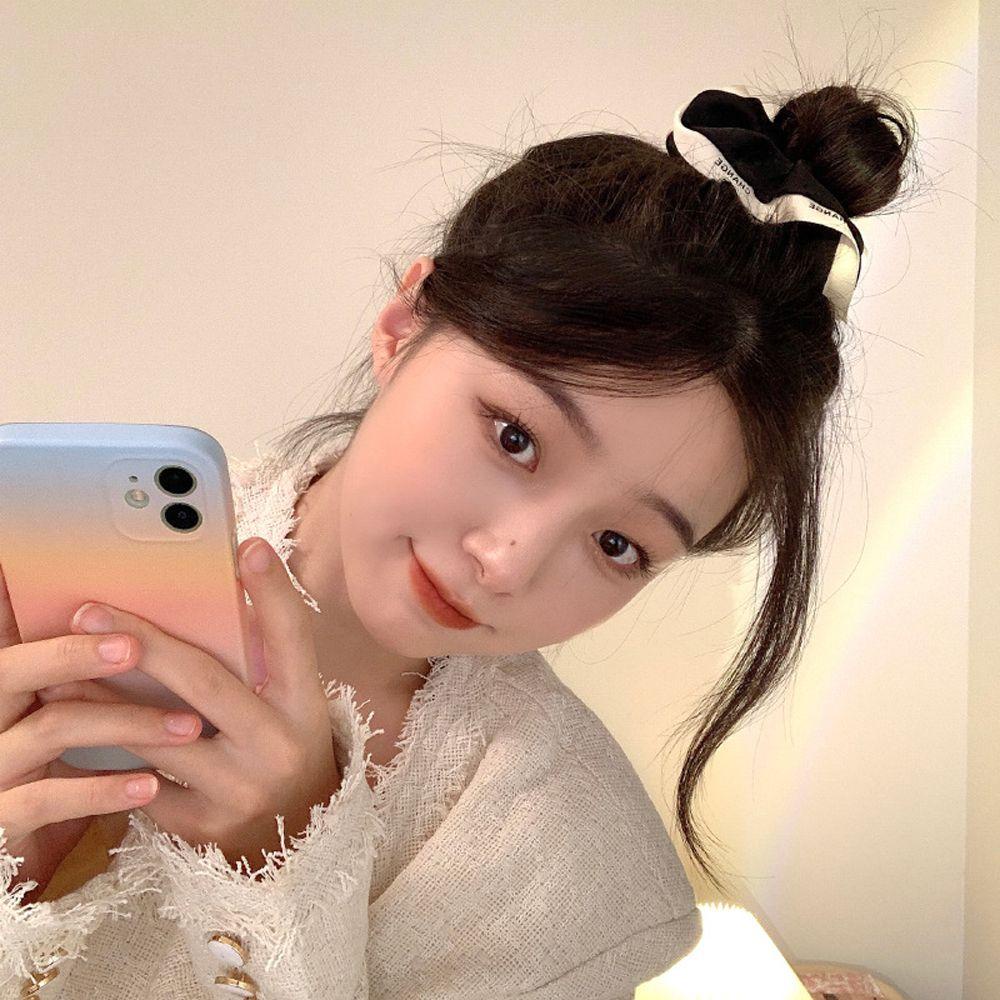 Dây Buộc Tóc Cao Su Màu Sắc Đơn Giản In Chữ Phong Cách Retro
