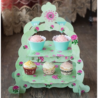 Cake stand giấy in hoa (3 màu)