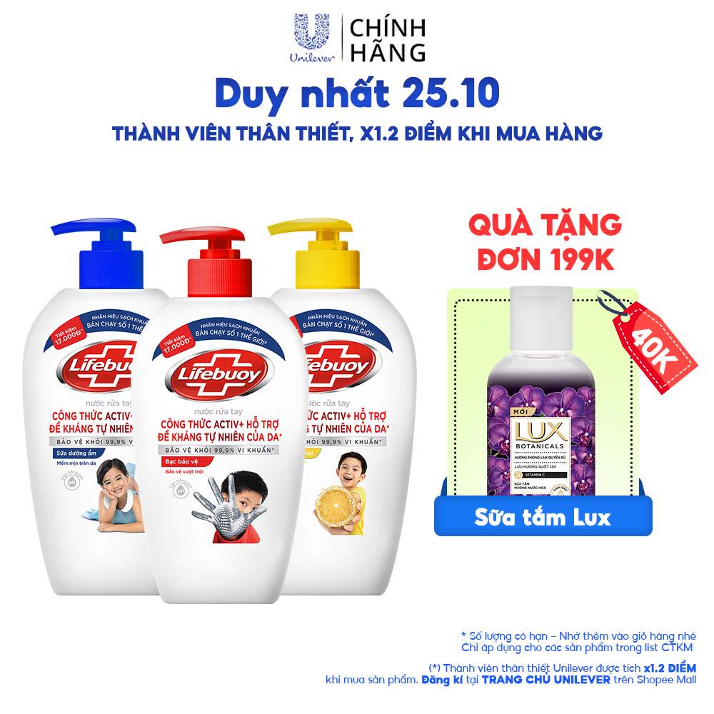 Nước rửa tay Lifebuoy 500g giúp sạch khuẩn và bảo vệ vượt trội khỏi 99.9% vi khuẩn tốt nhất