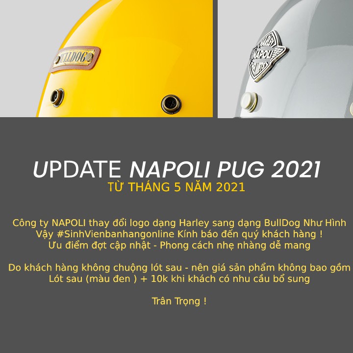 Mũ Bảo Hiểm 1/2 Napoli PUG Version Harley Bảo Hành Chính Hãng 12 Tháng