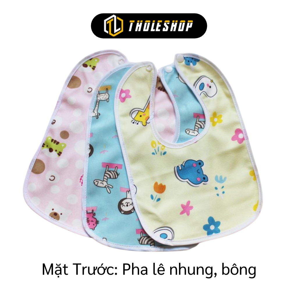 Yếm Ăn Cho Bé - Yếm Ăn Dặm Chống Thấm 2 Lớp Có Cúc Bấm Điều Chỉnh, Hình Thú 8434