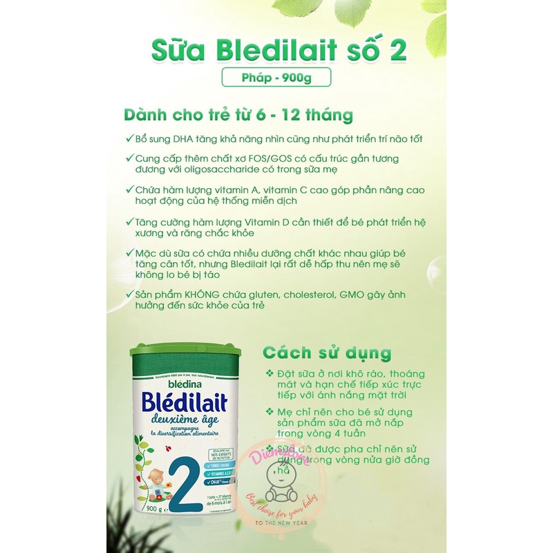 [Mẫu mới 2022]Sữa bột Bledilait số 1-2-3-4 hộp 900gr