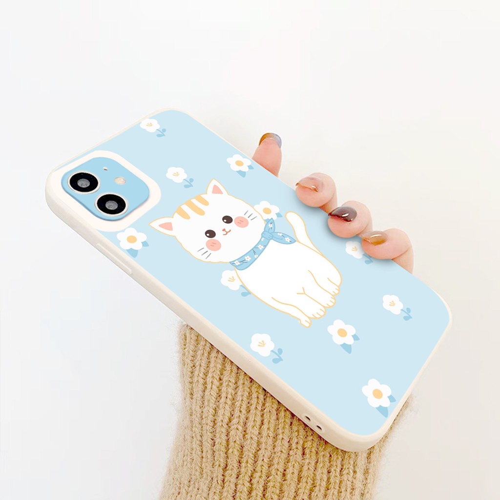 Ốp lưng iphone mèo hoa đáng yêu chống sốc ốp iphone viền vuông 12pro/11pro/13pro/x/xr/xsmax/6/6s/7/8/plus/se2020