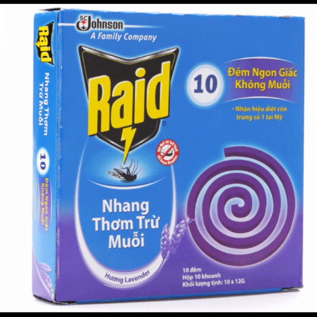 Nhang thơm trừ muỗi Raid hương Lavender (120g)