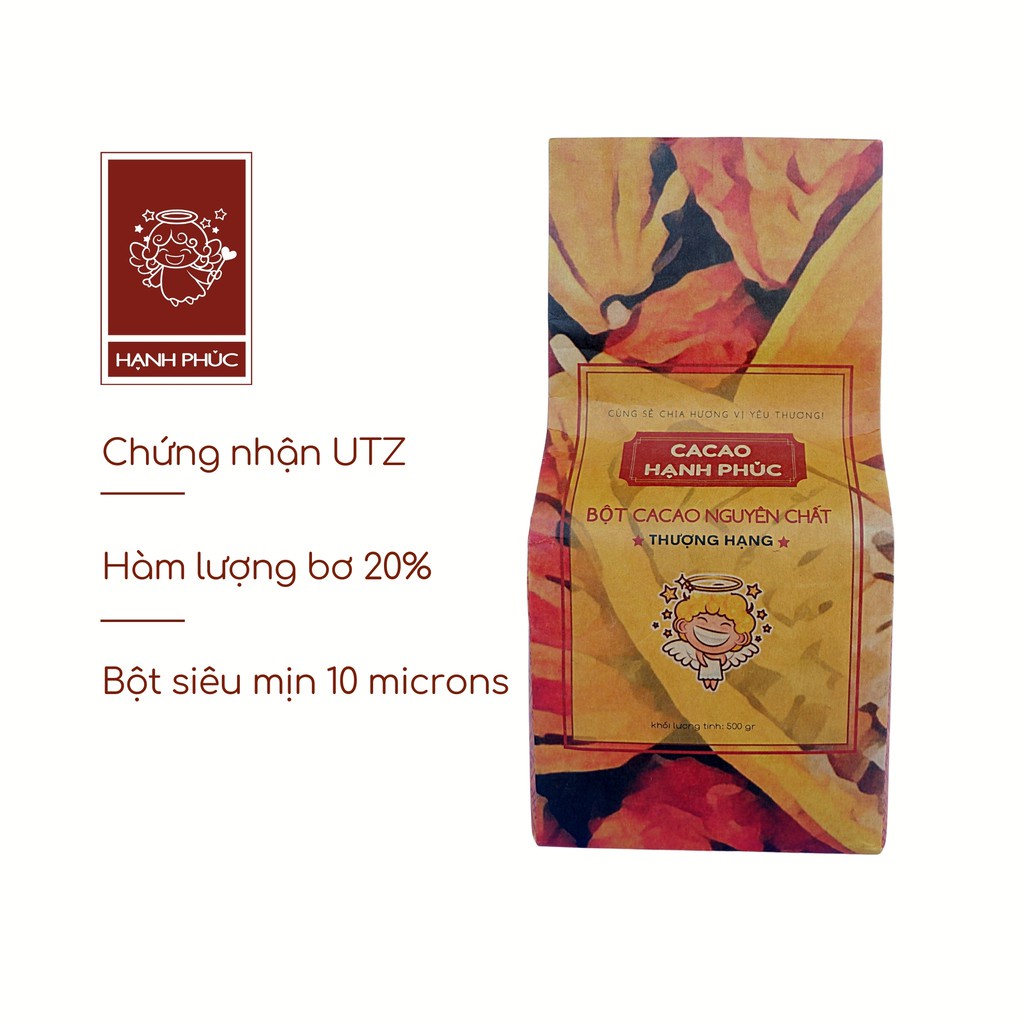 BỘT CACAO NGUYÊN CHẤT HẠNH PHÚC 500GR - NGÔI NHÀ AN LÀNH