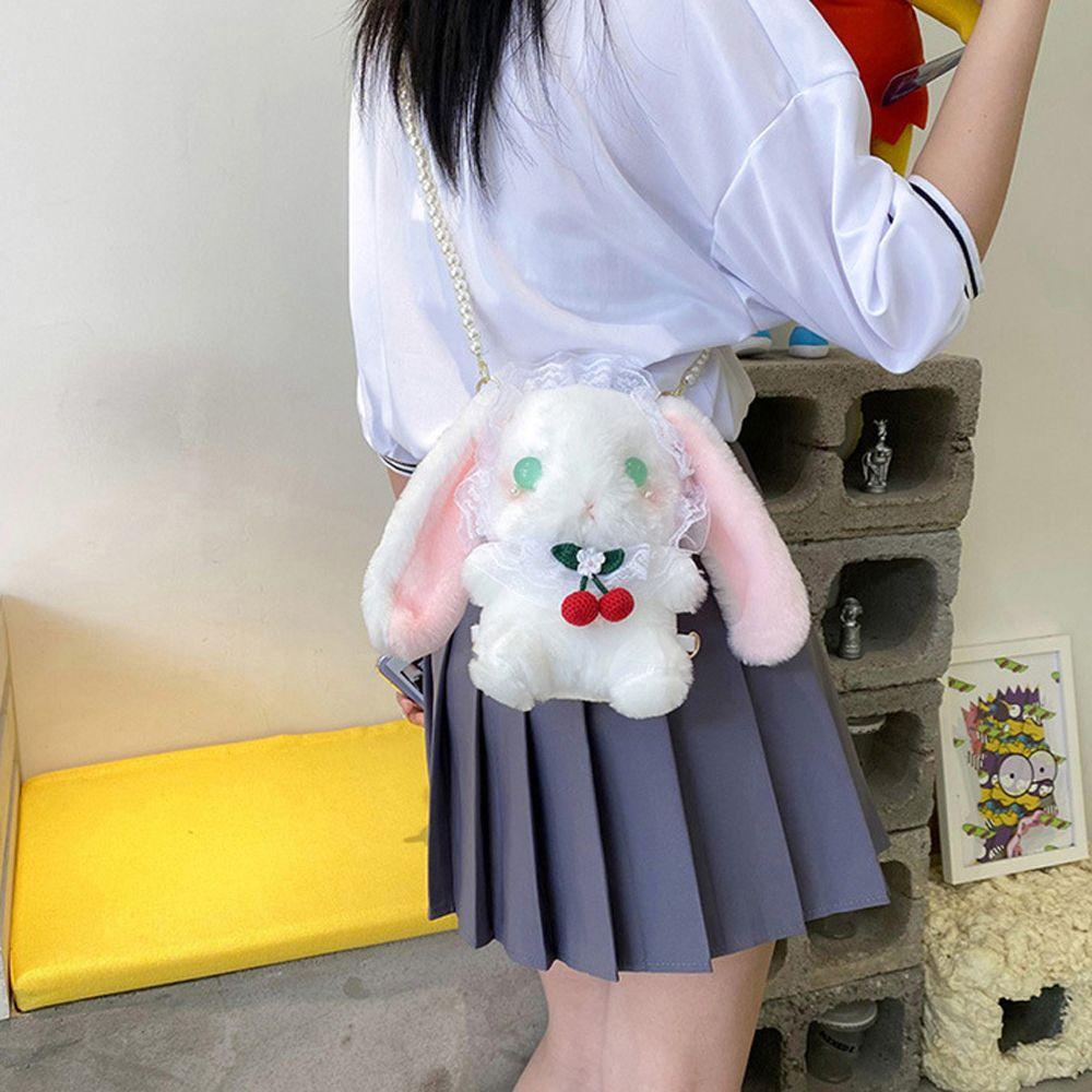 Túi đeo chéo MMULCK thiết kế chú thỏ hoạt hình nhồi bông phong cách lolita Nhật Bản làm quà tặng