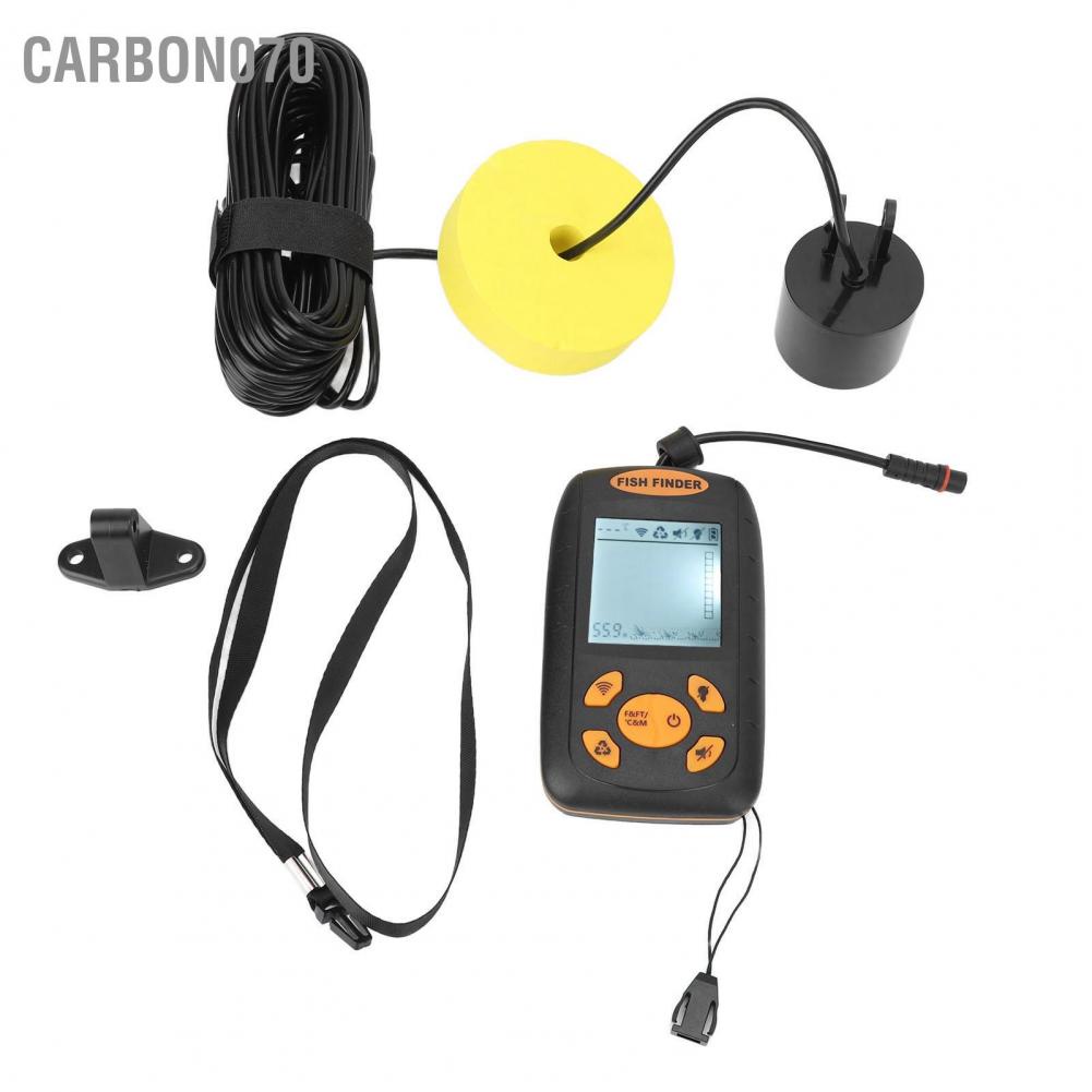Hàng Sẵn Máy dò cá +phụ kiện Máy tìm cá Màn hình LCD cảm biến sonar cầm tay Độ sâu cho Hồ thuyền Kayak【Carbon070】
