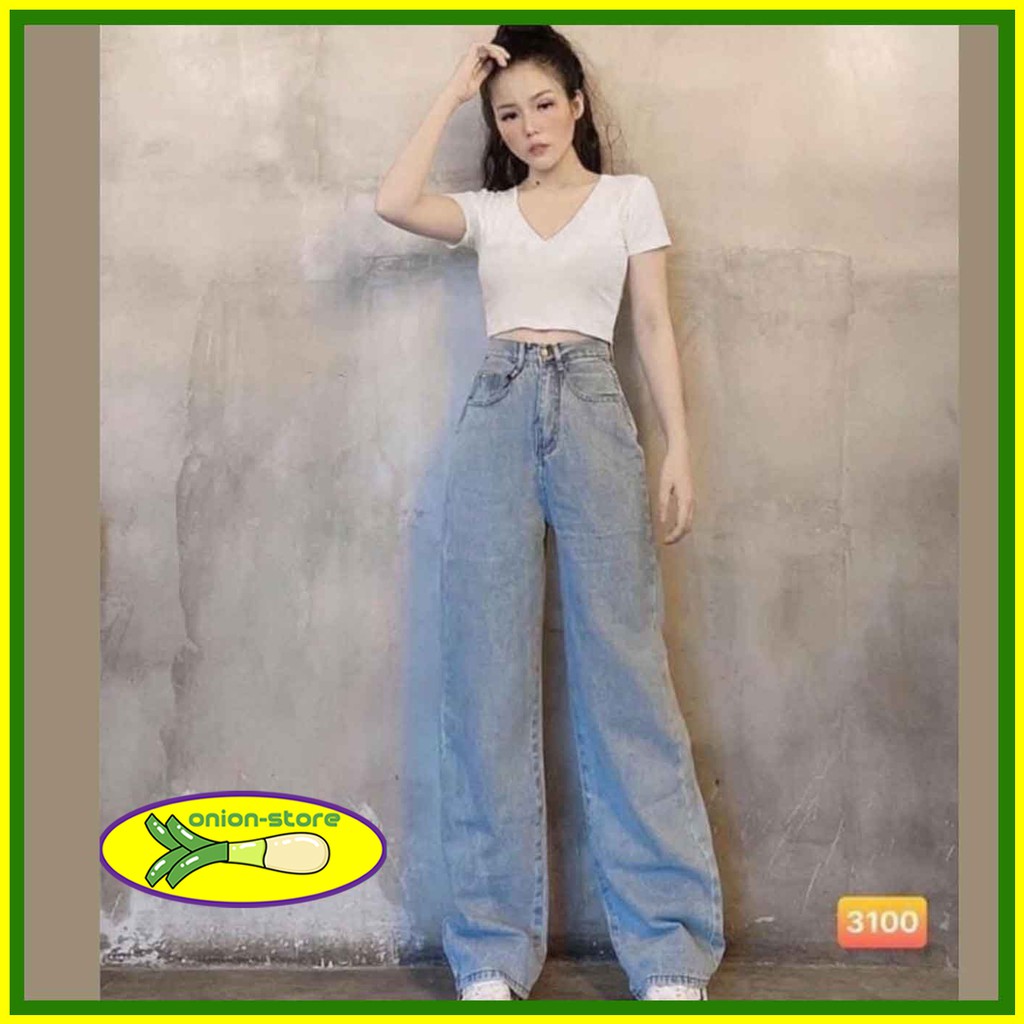Quần Jean Ống Rộng-Chất Liệu Jean Không Giãn,Màu Xanh Nhạt-SIMPLE JEAN Unisex | BigBuy360 - bigbuy360.vn