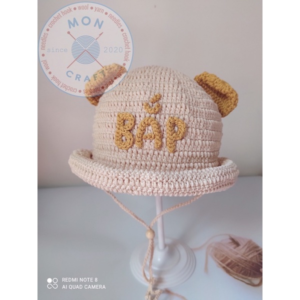 Nón tai gấu cho bé thêu tên theo yêu cầu