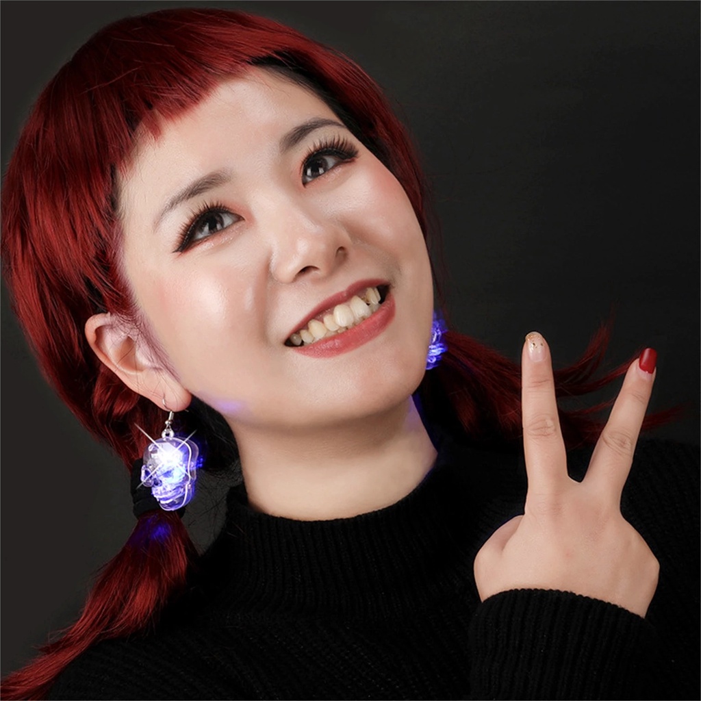 1 Đôi Bông Tai Hợp Kim Có Đèn LED Phát Sáng Phong Cách Halloween