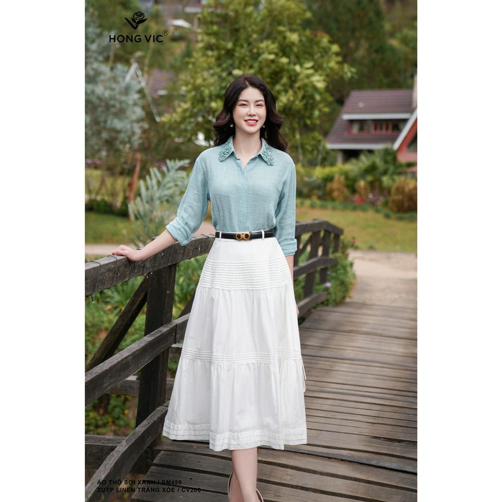 Áo thô nữ thiết kế Hong Vic sợi xanh SM499